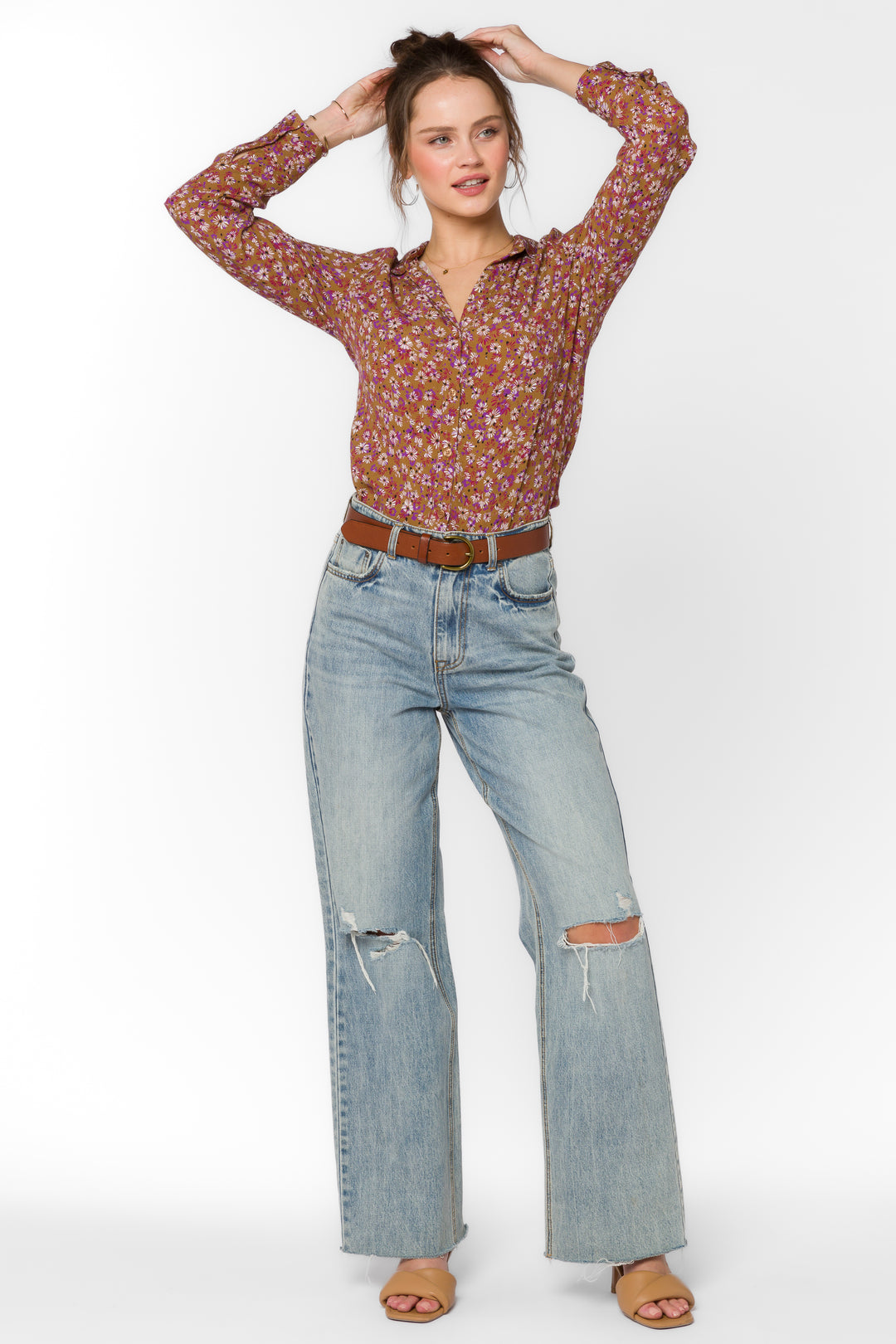 Tucker Golden Ditsy Floral Shirt - Tops - Velvet Heart Clothing