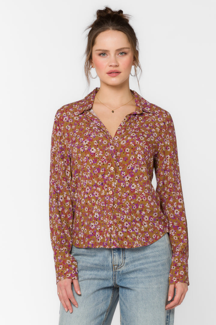 Tucker Golden Ditsy Floral Shirt - Tops - Velvet Heart Clothing