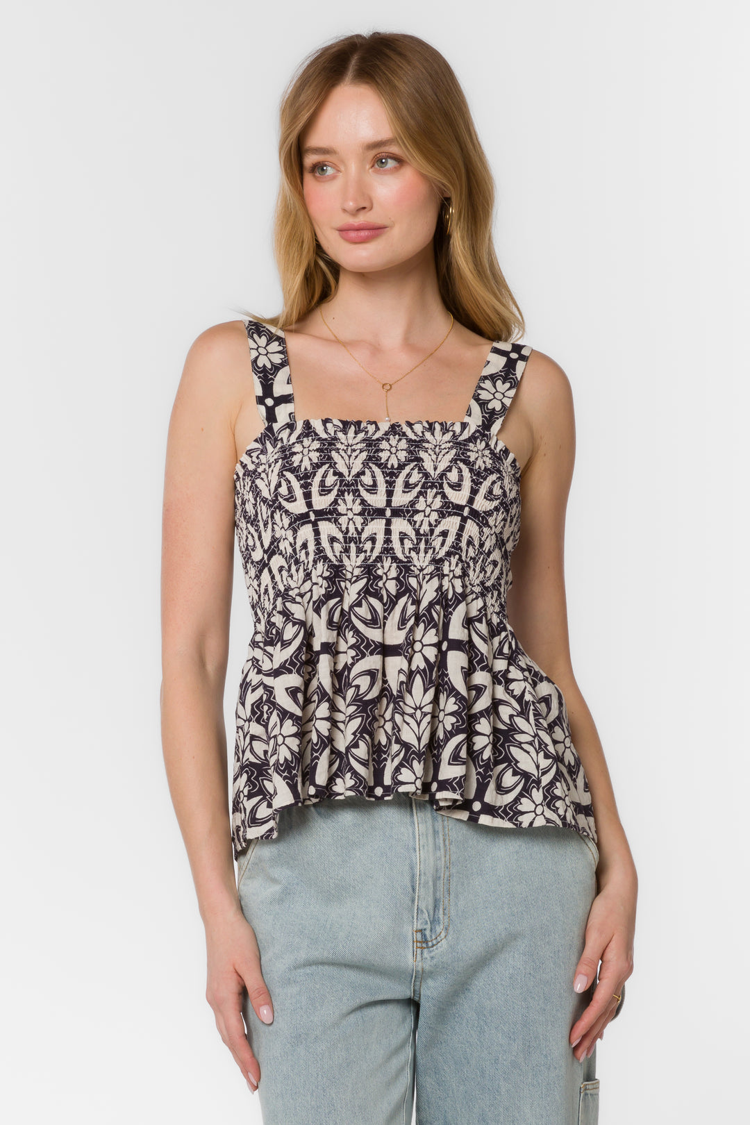 Valina Black Geo Tank - Tops - Velvet Heart Clothing