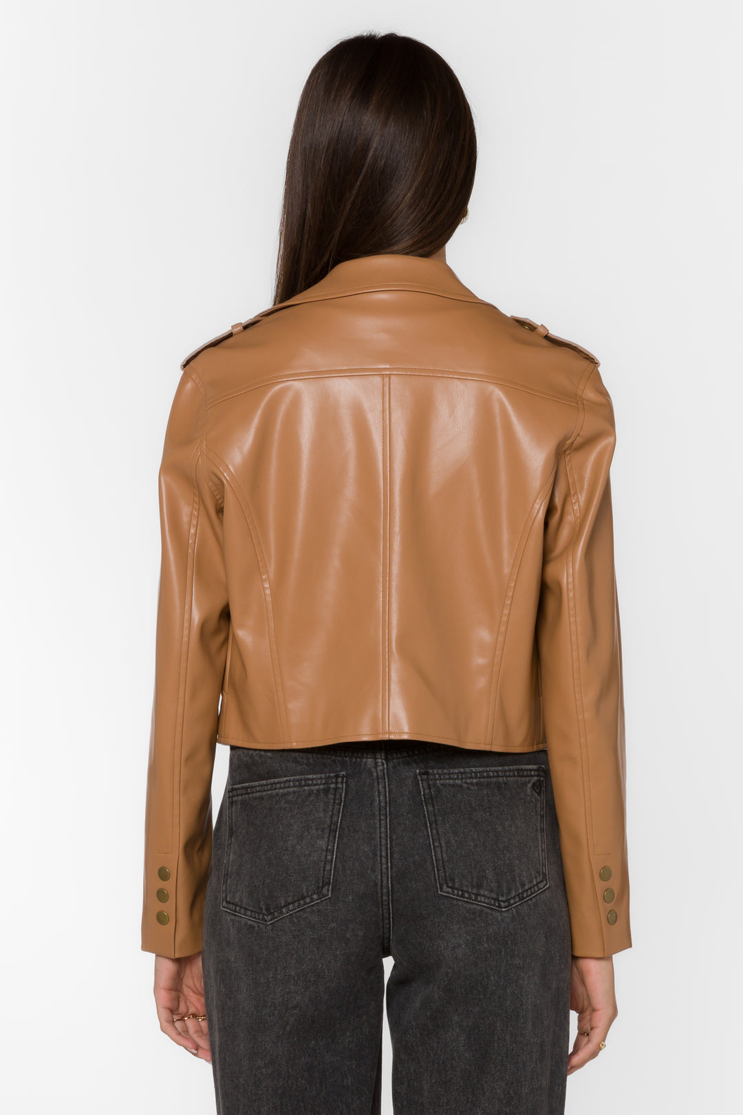 Vermont Tan Vegan Leather Jacket - Jackets & Outerwear - Velvet Heart Clothing