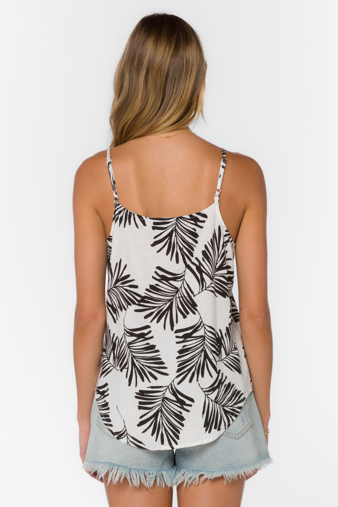 Victory Black White Palm Cami - Tops - Velvet Heart Clothing