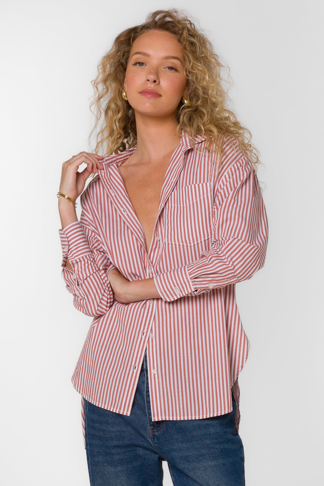 Waylor Pinecone Stripe Shirt - Tops - Velvet Heart Clothing