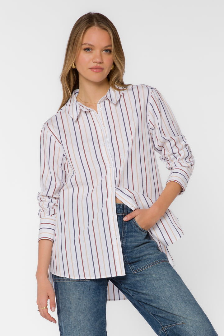 Westerly Blue Stripe Oversized Cotton Shirt