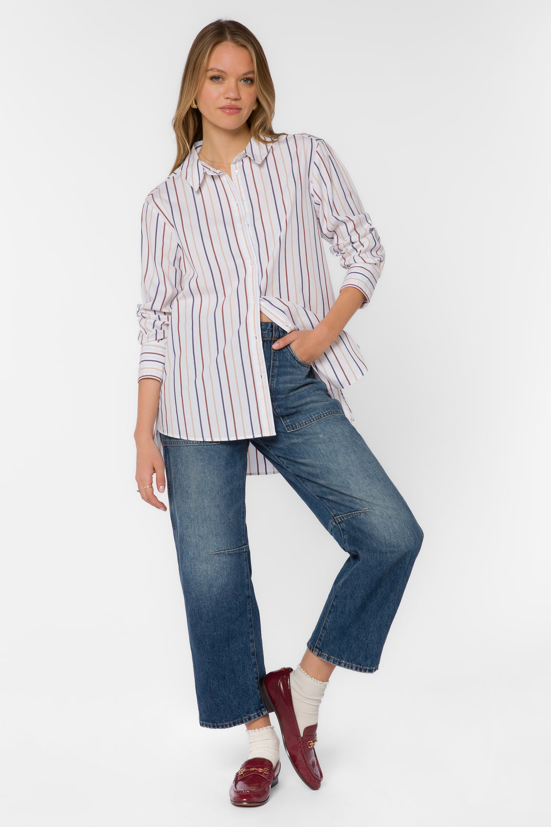 Westerly Blue Stripe Oversized Cotton Shirt