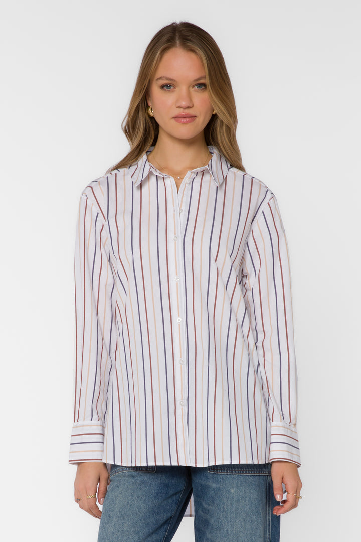 Westerly Blue Stripe Oversized Cotton Shirt