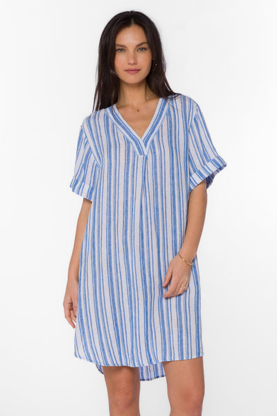 Wilda Blue Stripe Dress - Tops - Velvet Heart Clothing