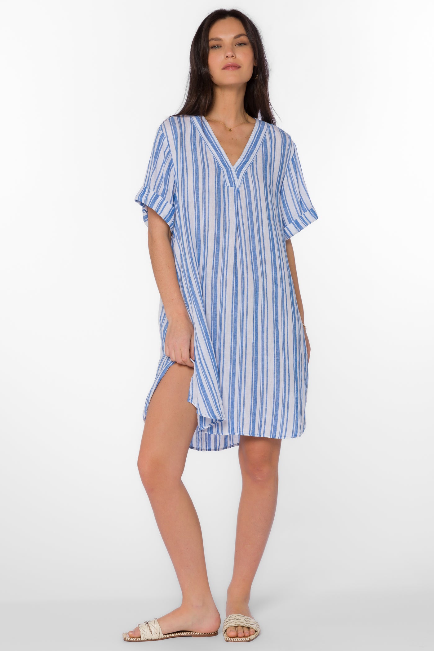 Wilda Blue Stripe Dress - Tops - Velvet Heart Clothing