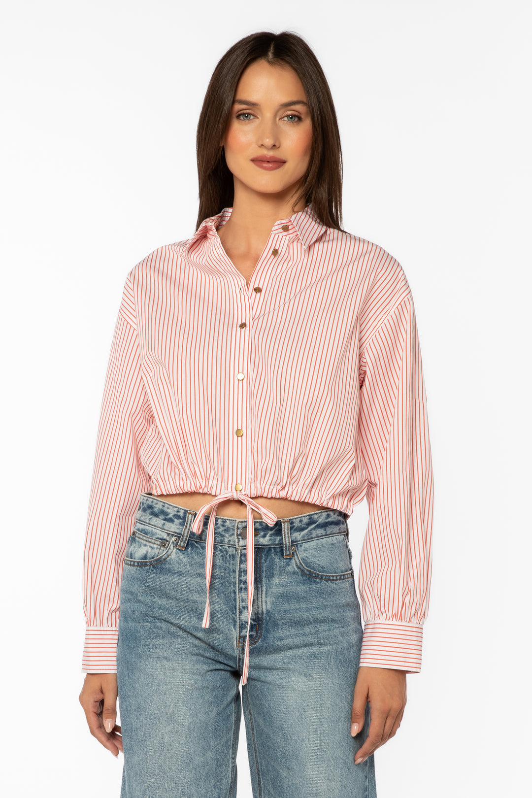 Wynonna Tomato Stripe Shirt - Tops - Velvet Heart Clothing