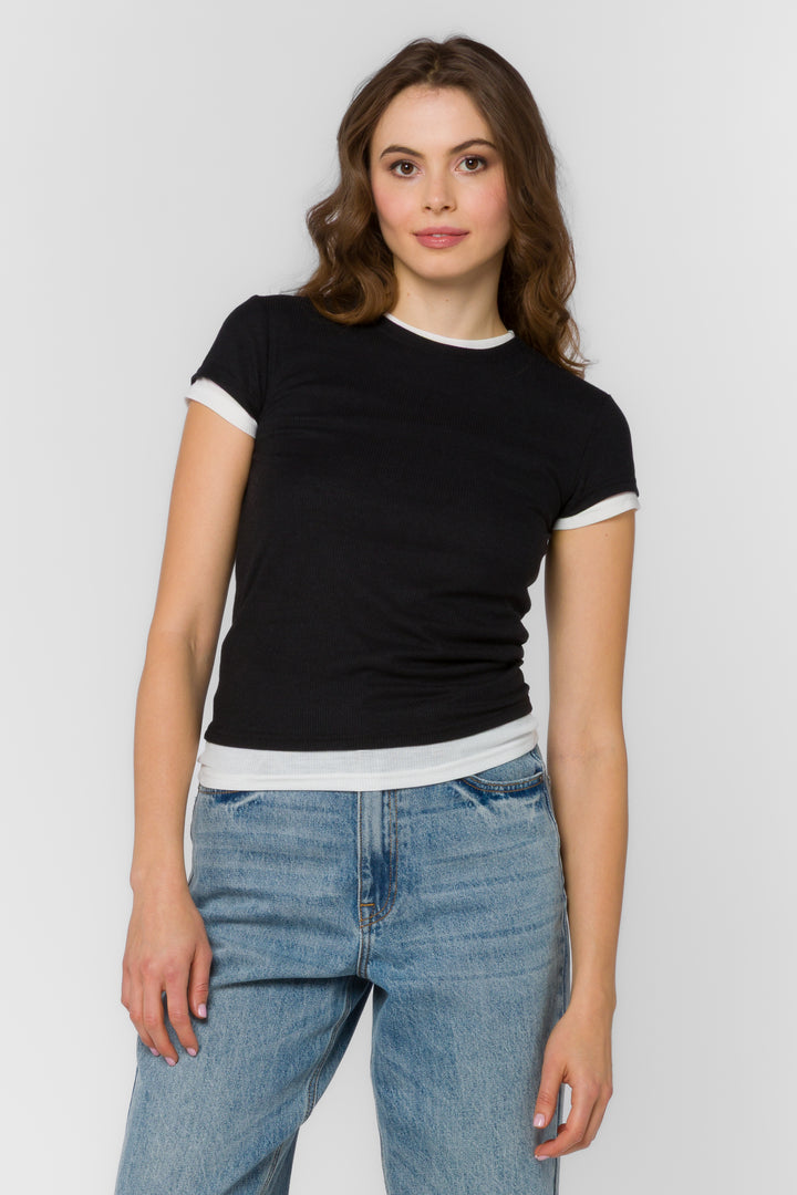 Zaira Black Tee - Tops - Velvet Heart Clothing