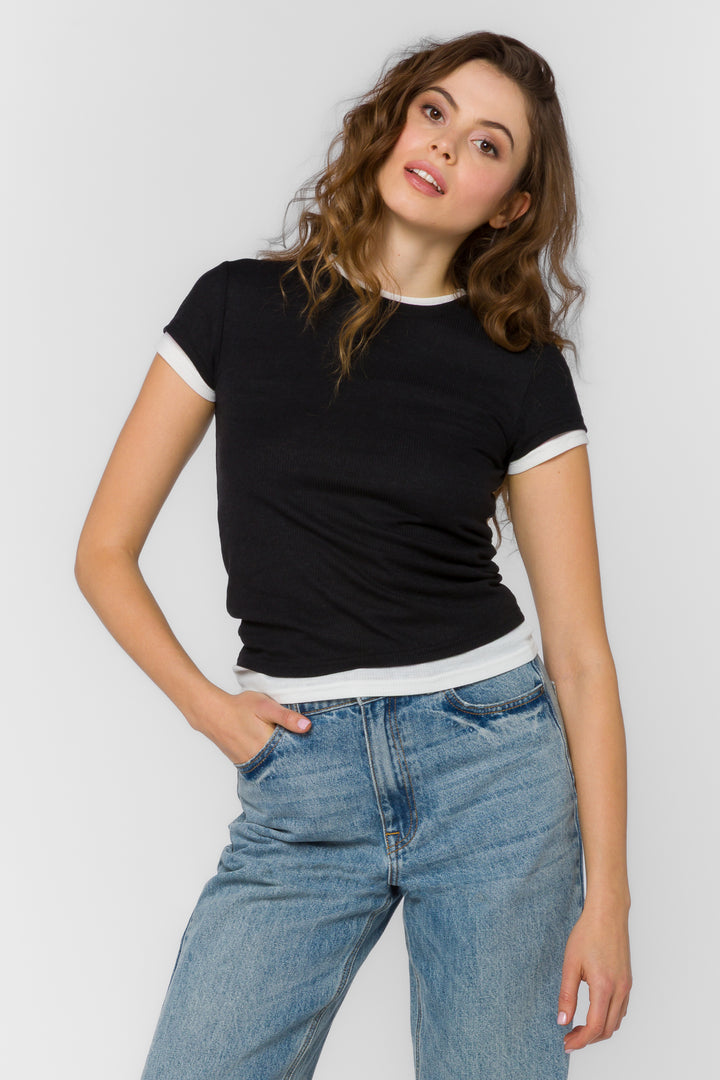 Zaira Black Tee - Tops - Velvet Heart Clothing