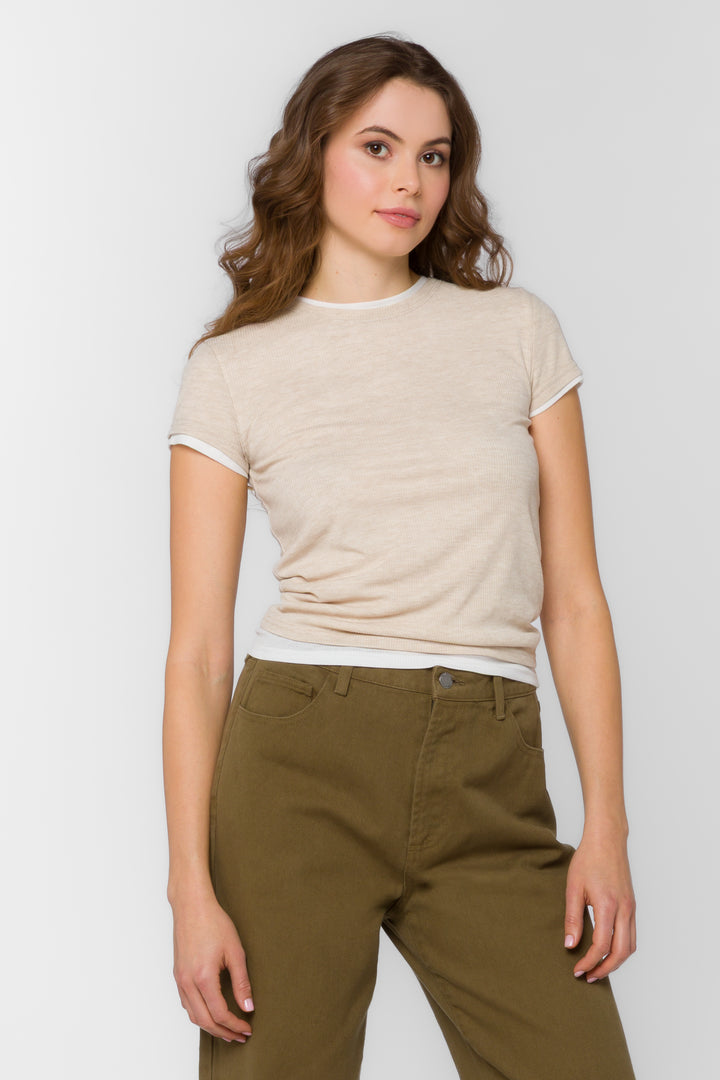 Zaira Sandstone Tee - Tops - Velvet Heart Clothing