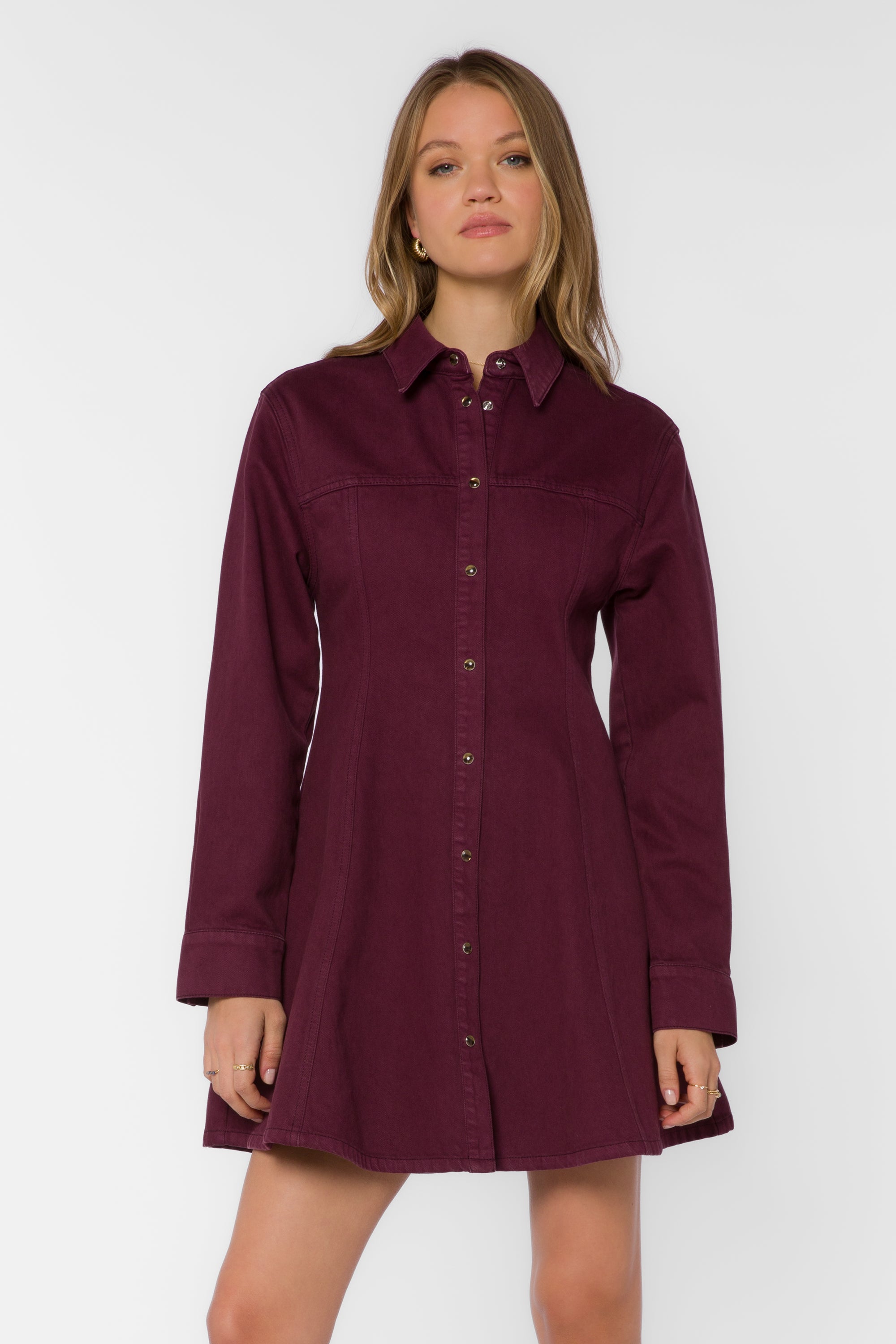 Zeana Plum Denim Mini Dress