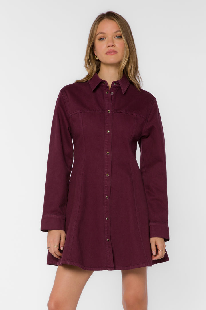 Zeana Plum Denim Mini Dress