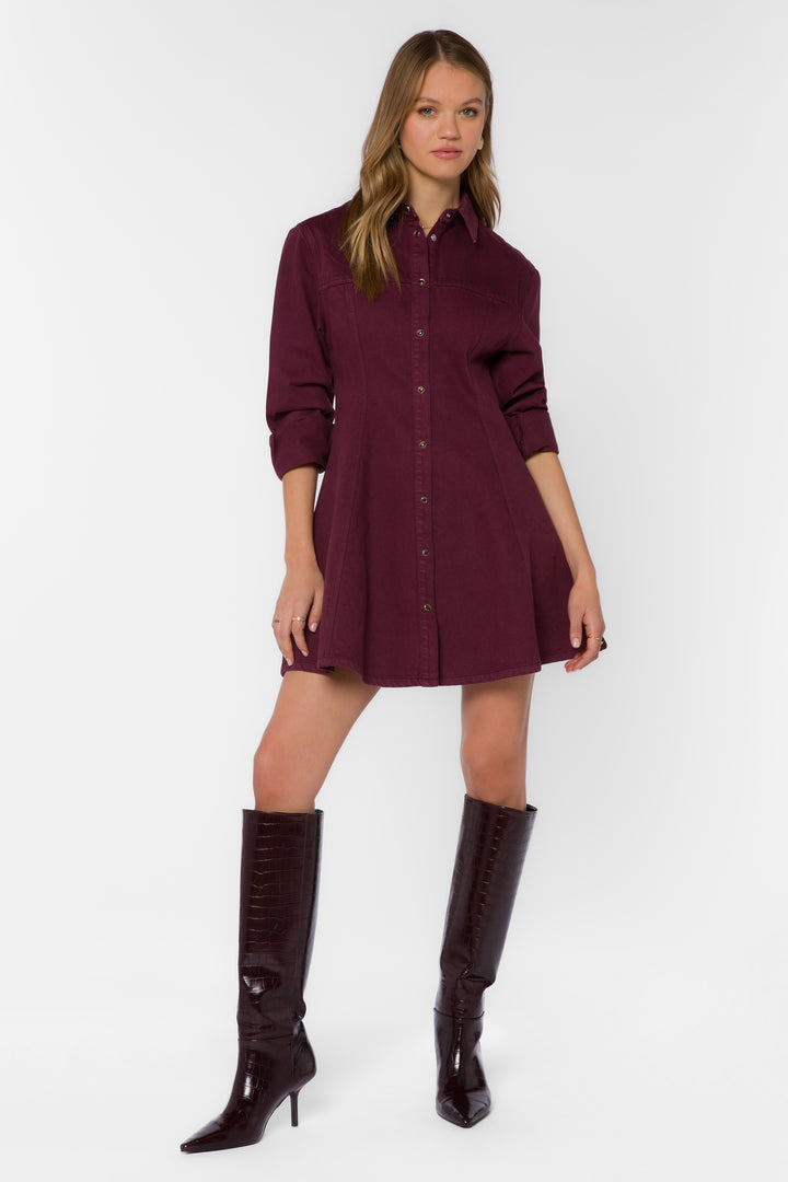 Zeana Plum Denim Mini Dress