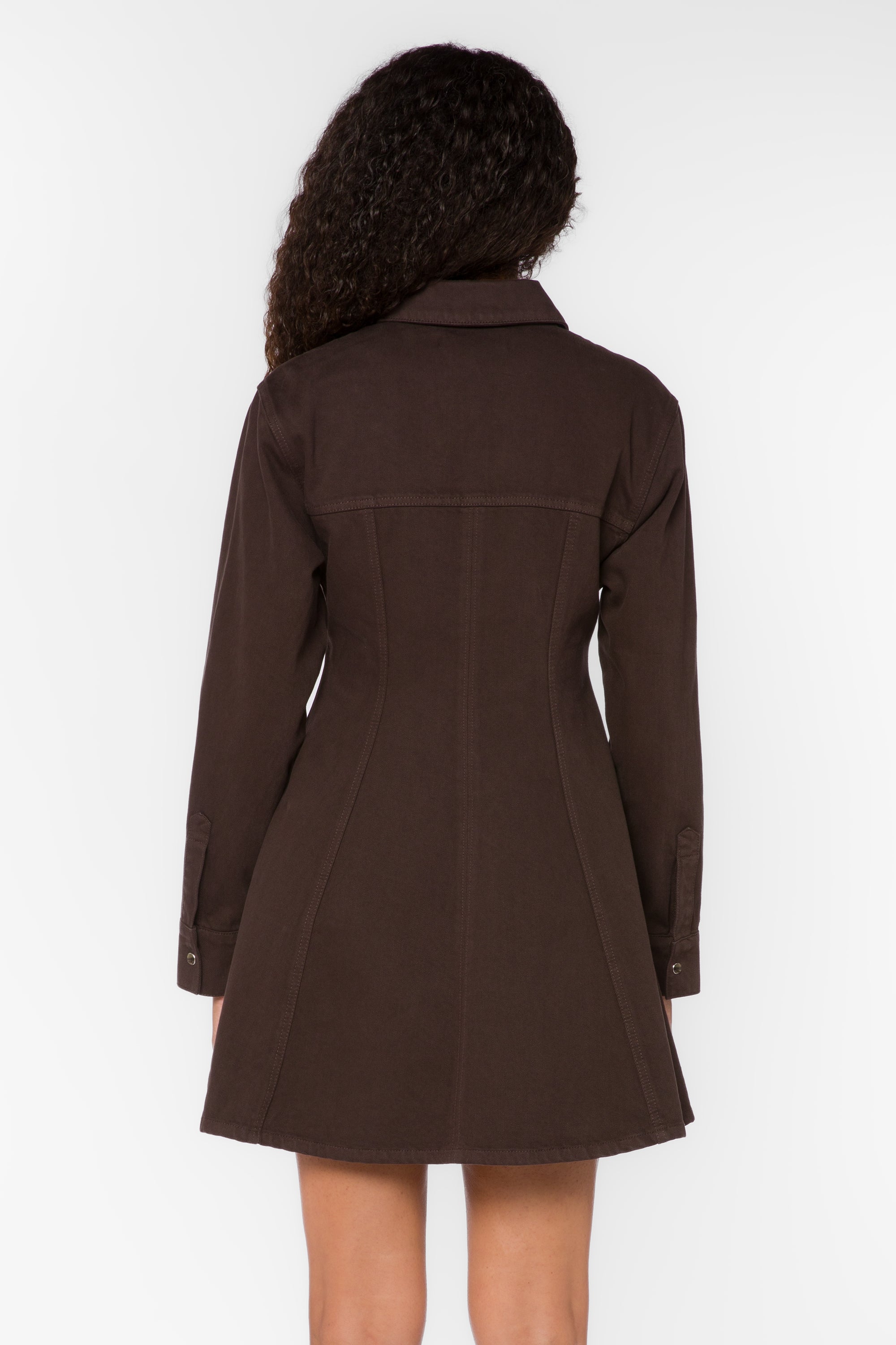 Zeana Walnut Mini Denim Dress - Dresses - Velvet Heart Clothing