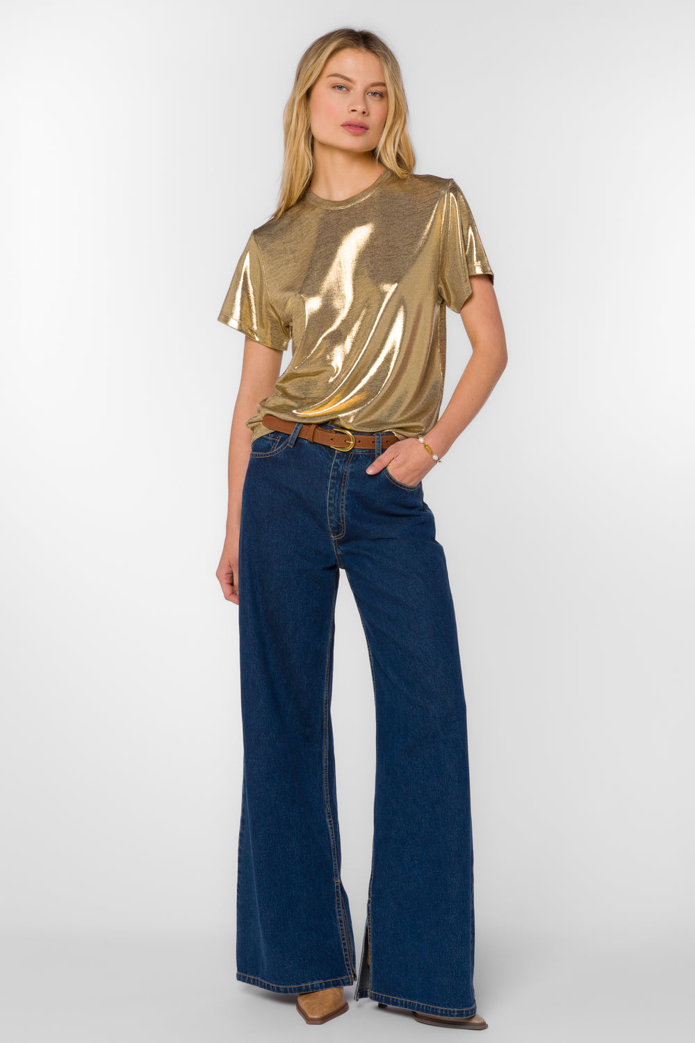 Zelda Gold Tee - Tops - Velvet Heart Clothing