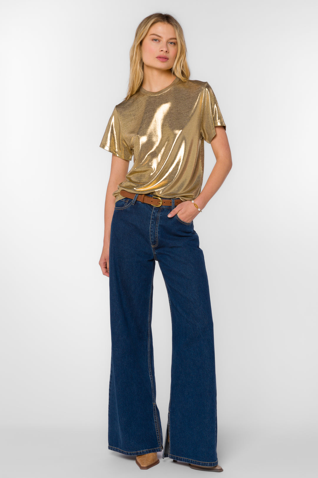 Zelda Gold Tee - Tops - Velvet Heart Clothing