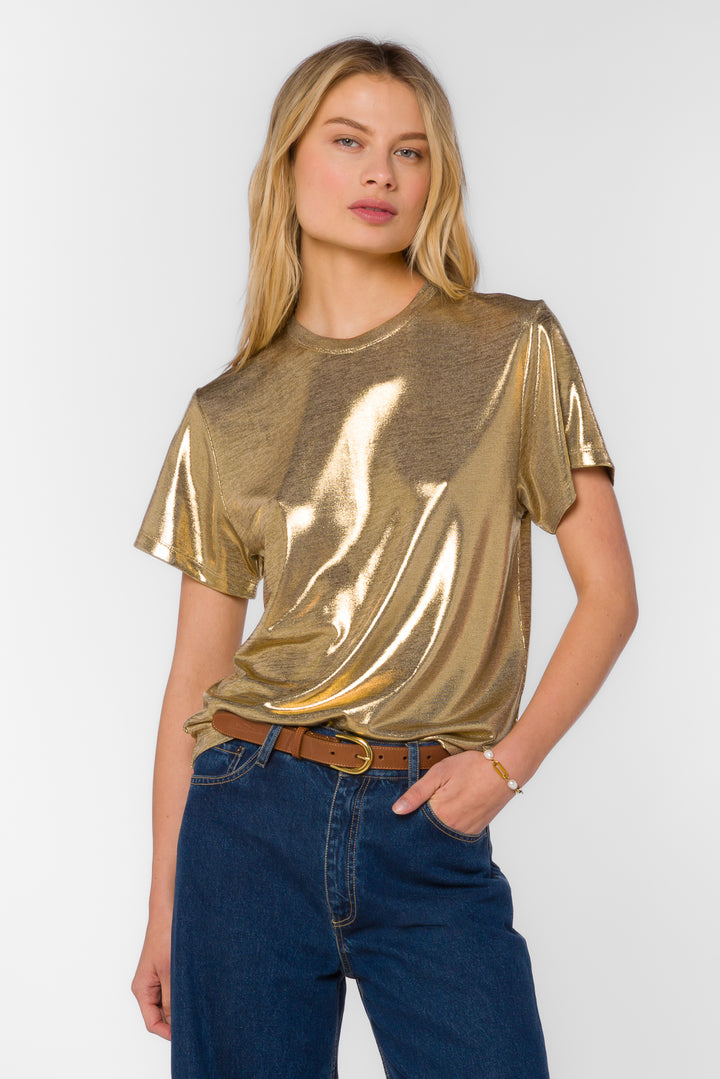 Zelda Gold Tee - Tops - Velvet Heart Clothing