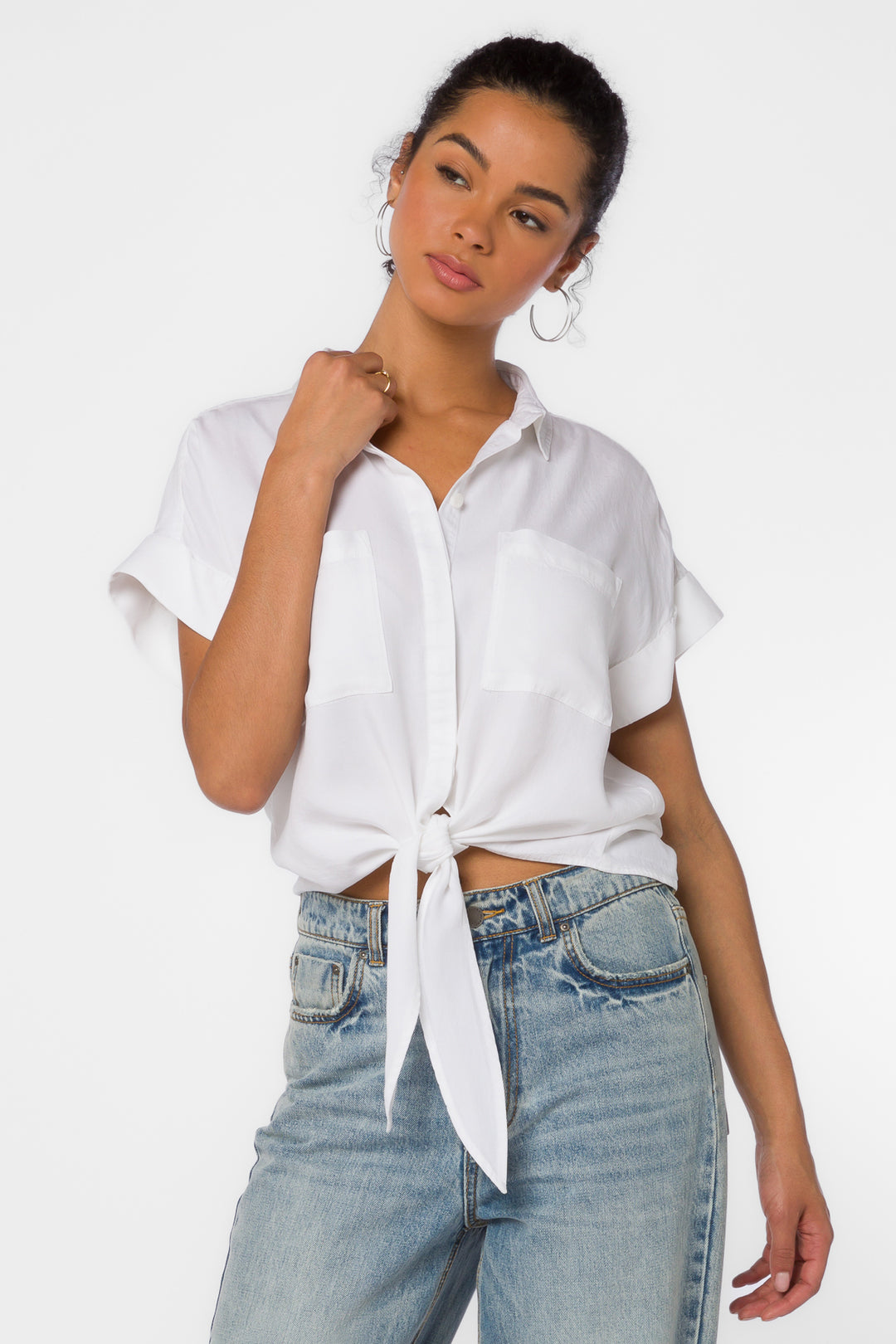 Zuria Optic White Shirt - Tops - Velvet Heart Clothing