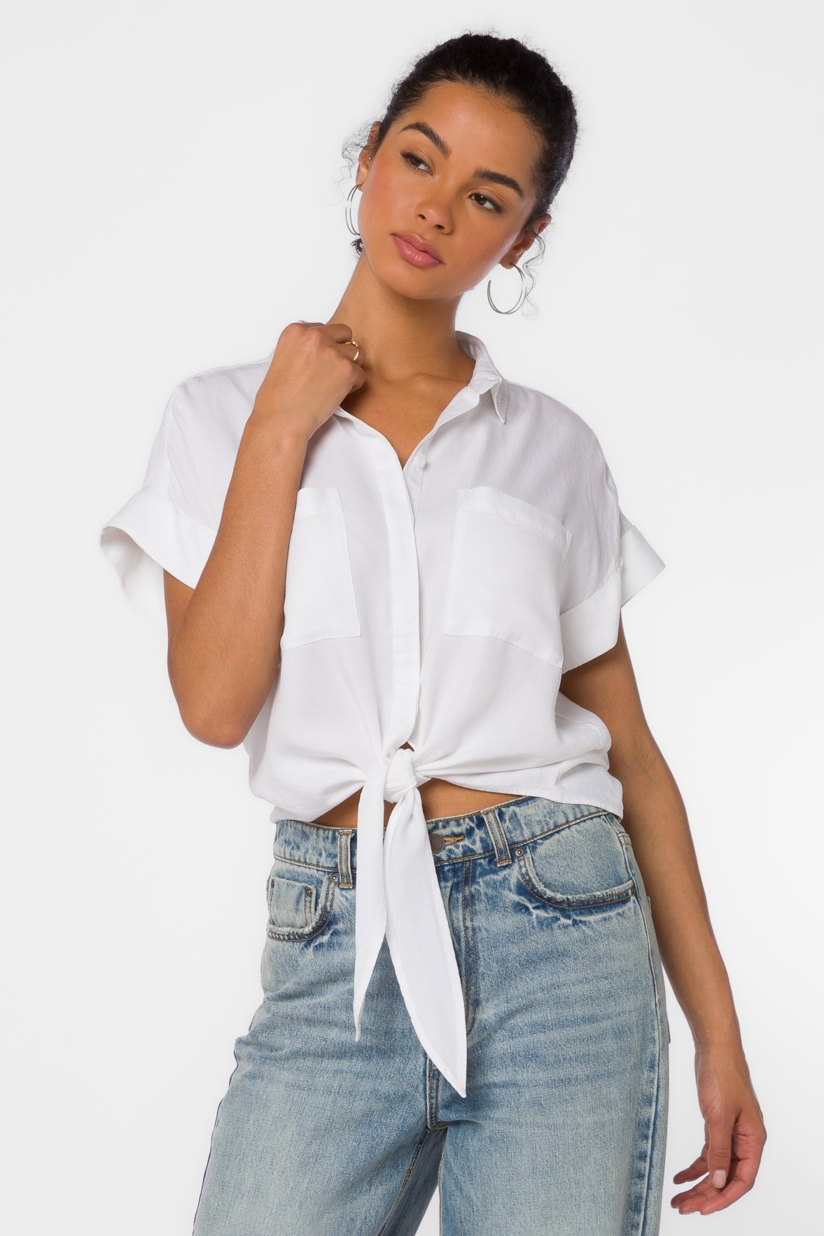 Zuria Optic White Shirt - Tops - Velvet Heart Clothing