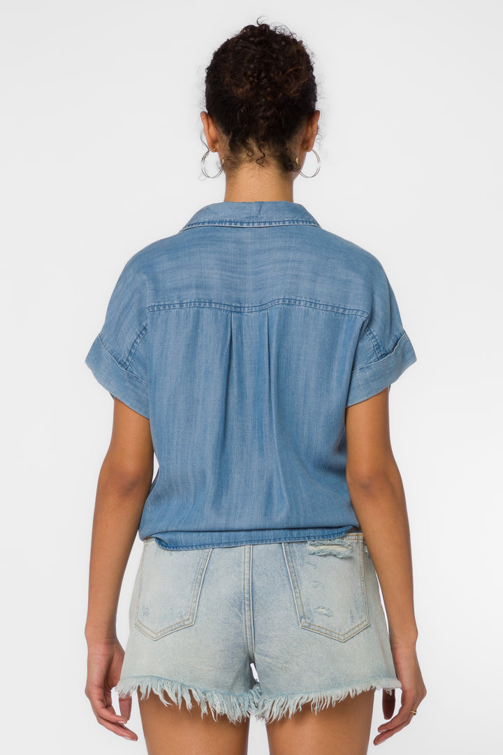 Zuria Blue Chambray Shirt - Tops - Velvet Heart Clothing