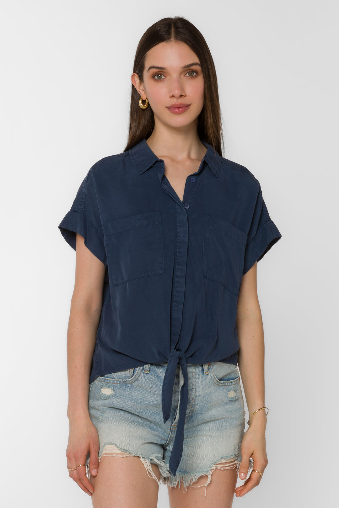 Zuria French Navy Top - Tops - Velvet Heart Clothing