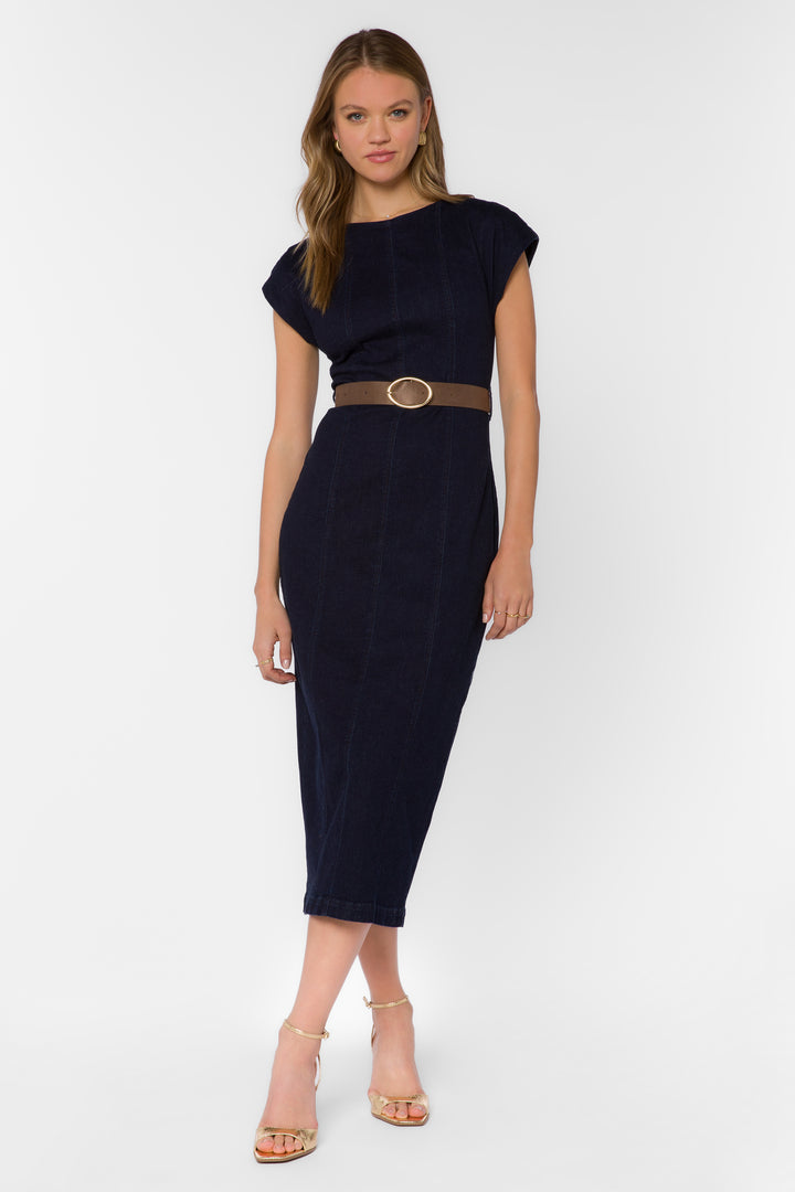 Zyri Indigo Denim Midi Dress