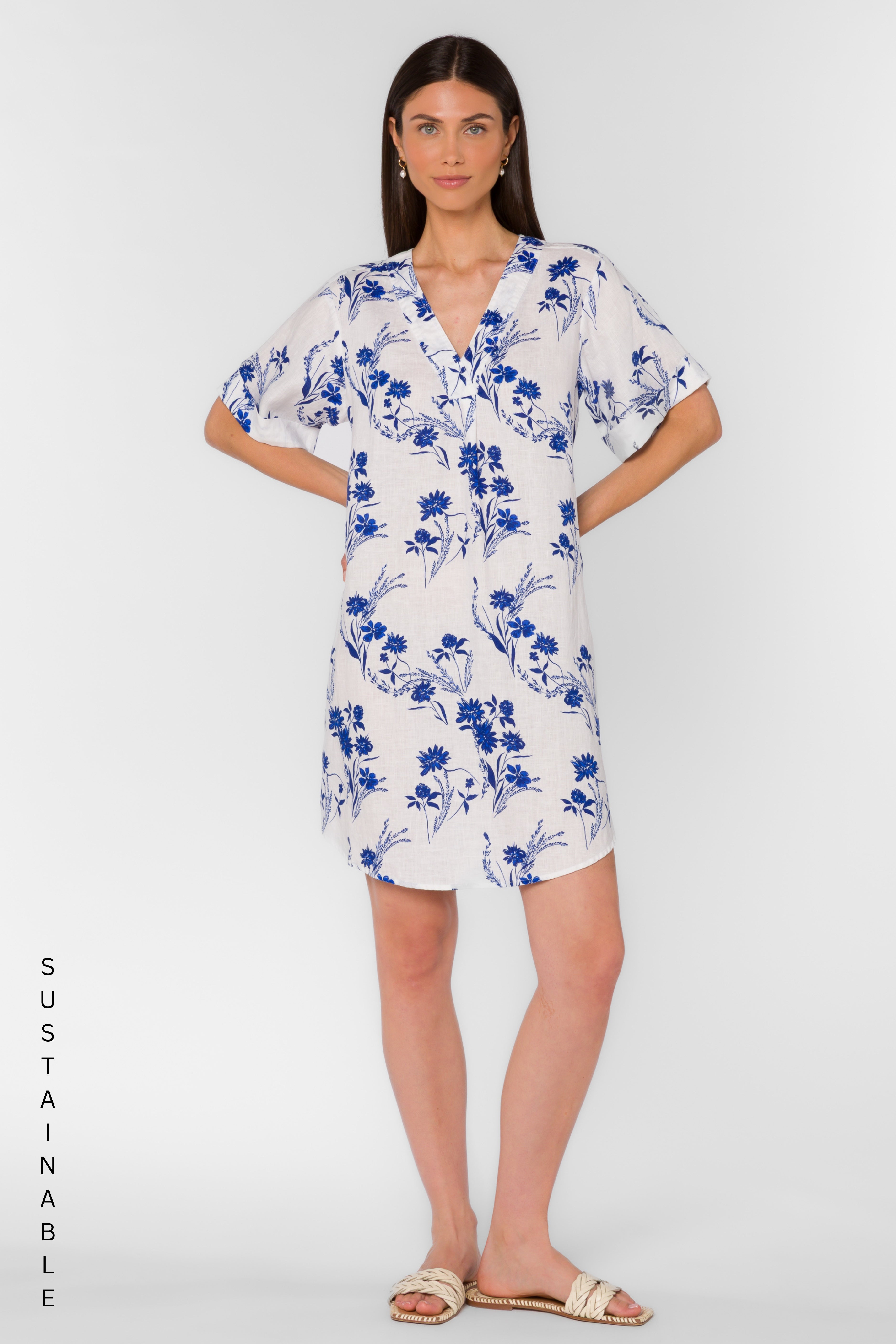 Wilda Blue Floral Patch Dress – Velvet Heart Clothing