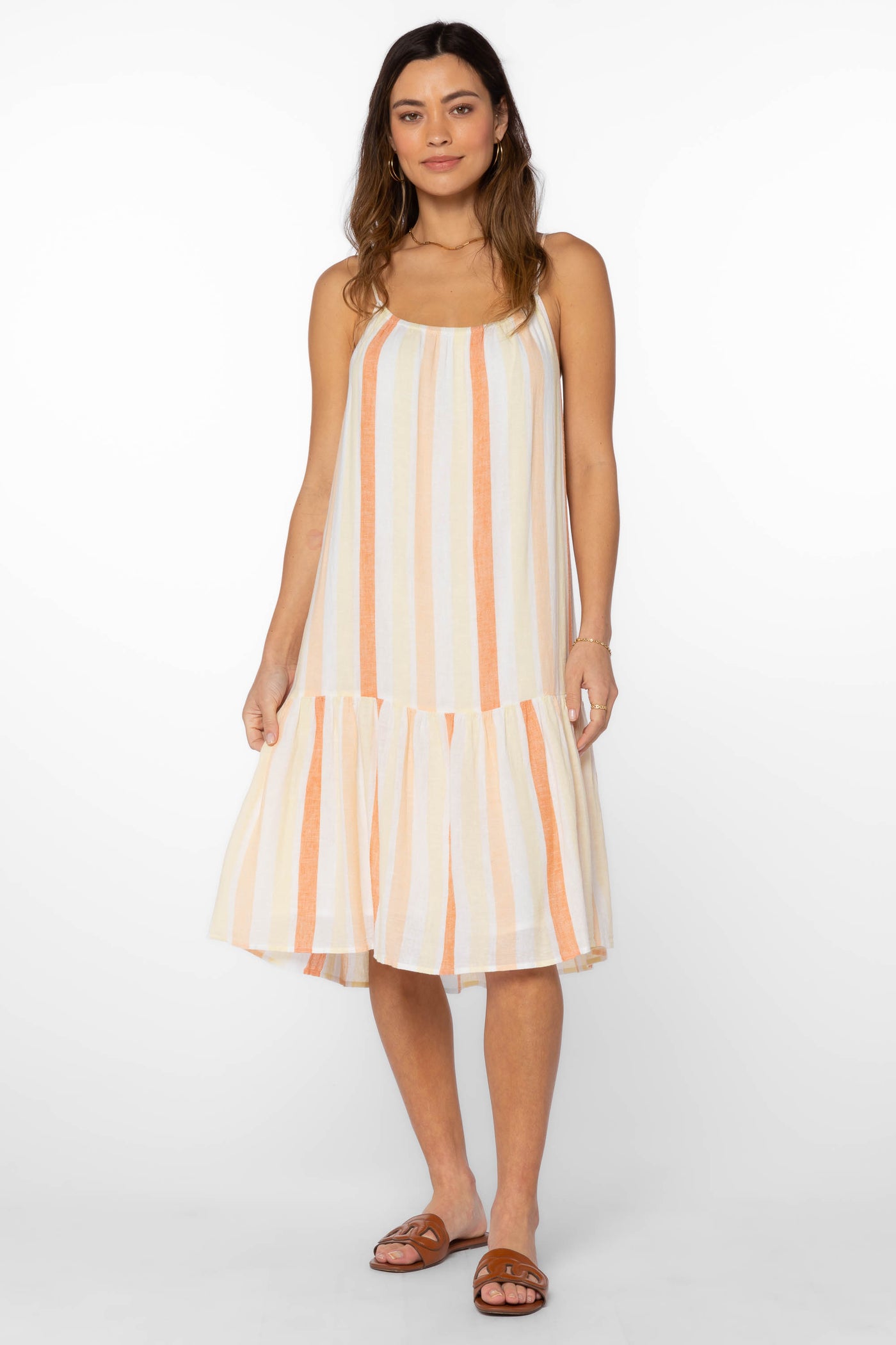 Amelie Orange Stripe Dress - Dresses - Velvet Heart Clothing