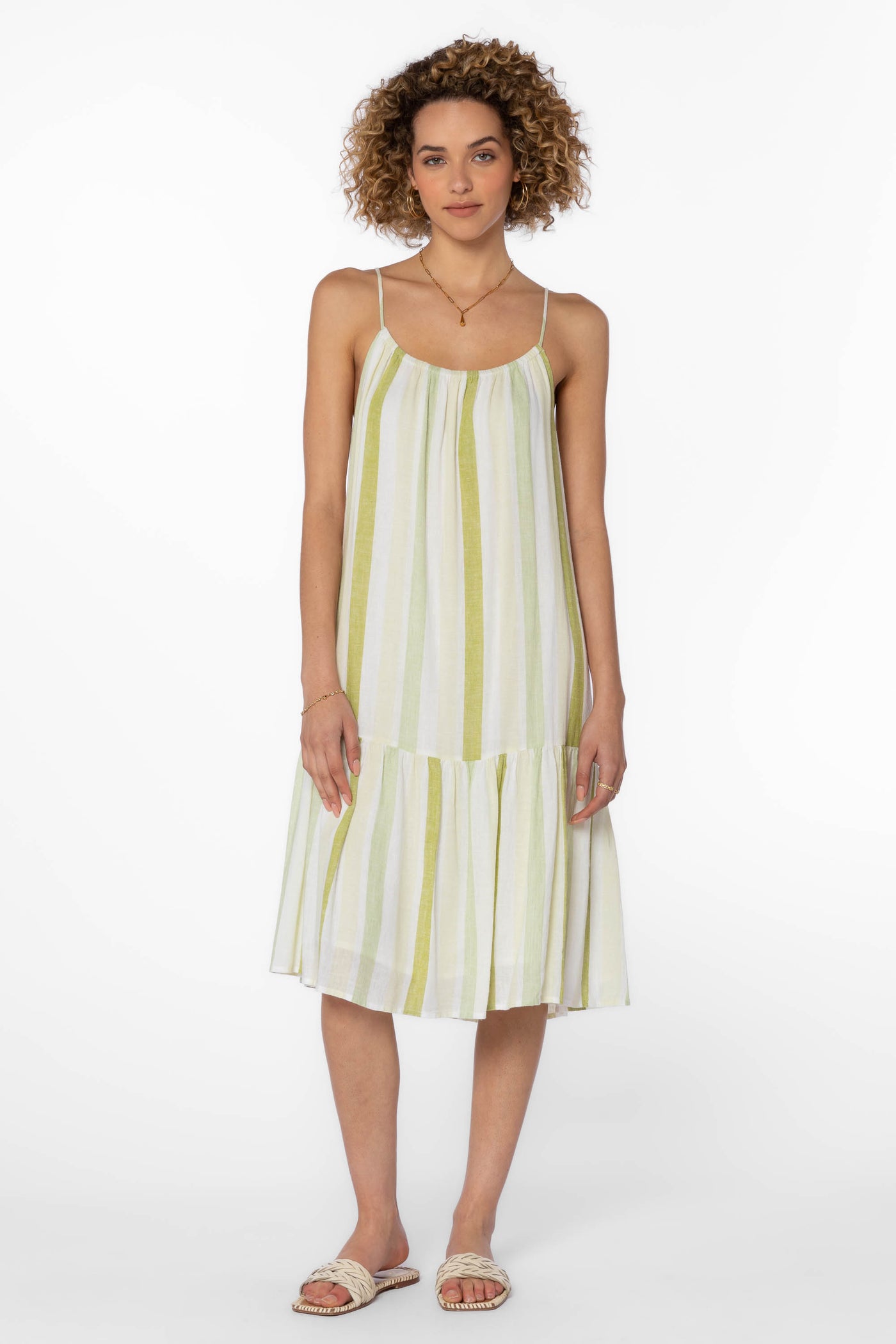 Amelie Green Stripe Dress - Dresses - Velvet Heart Clothing