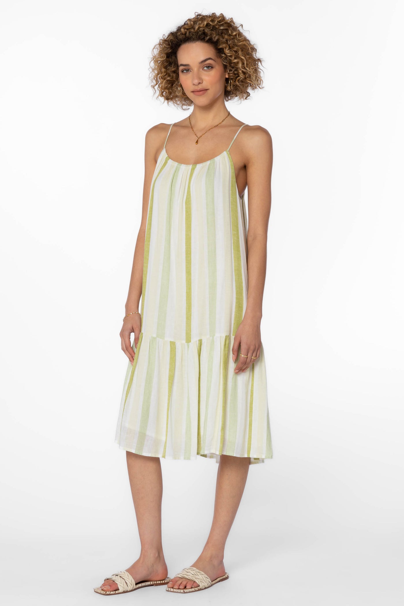 Amelie Green Stripe Dress - Dresses - Velvet Heart Clothing