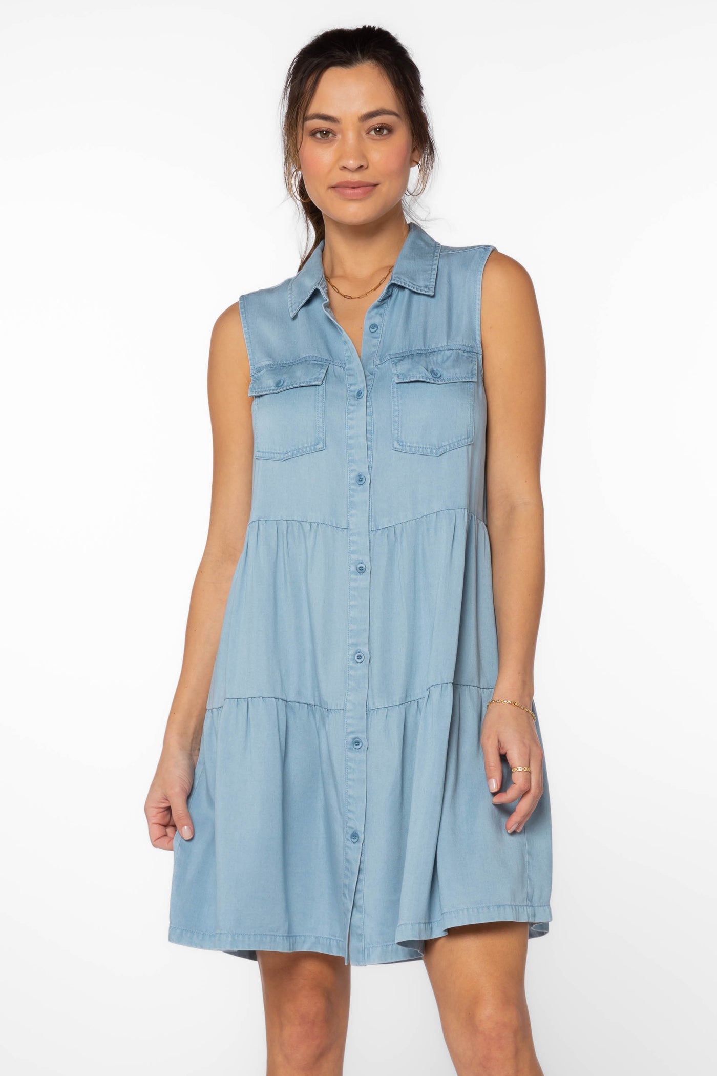 Collette Blue Denim Dress - Dresses - Velvet Heart Clothing