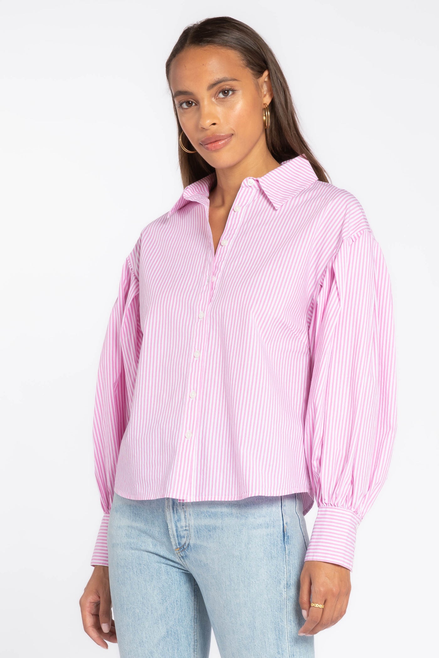 Jaslene Pink Stripe Shirt - Tops - Velvet Heart Clothing