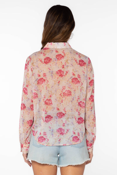 Lianna Pink Floral Shirt - Tops - Velvet Heart Clothing