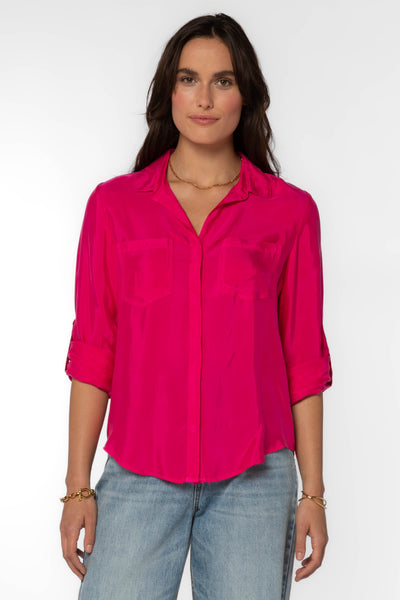 Riley Hot Pink Shirt - Tops - Velvet Heart Clothing