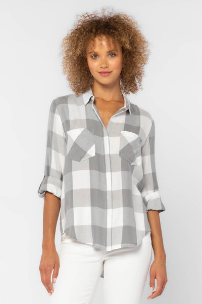 Riley Grey Check Shirt - Tops - Velvet Heart Clothing