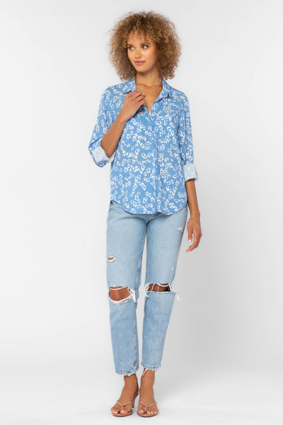 Riley Blue Leopard Shirt - Tops - Velvet Heart Clothing