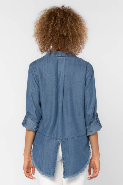Riley Blue Denim Shirt - Tops - Velvet Heart Clothing