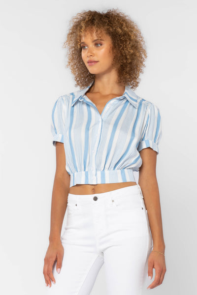 Rosie Blue Stripe Top - Tops - Velvet Heart Clothing