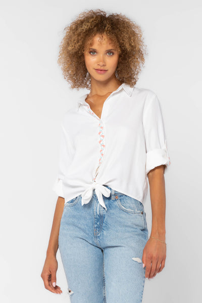Solange White Embroidery Top - Tops - Velvet Heart Clothing
