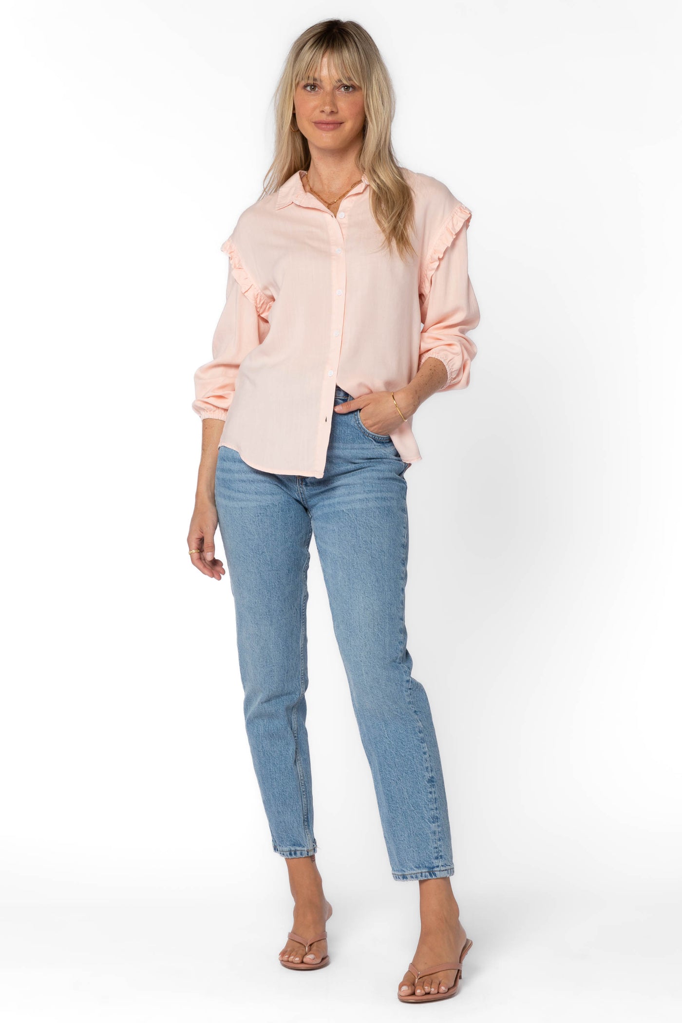 Sylvie Baby Pink Shirt - Tops - Velvet Heart Clothing