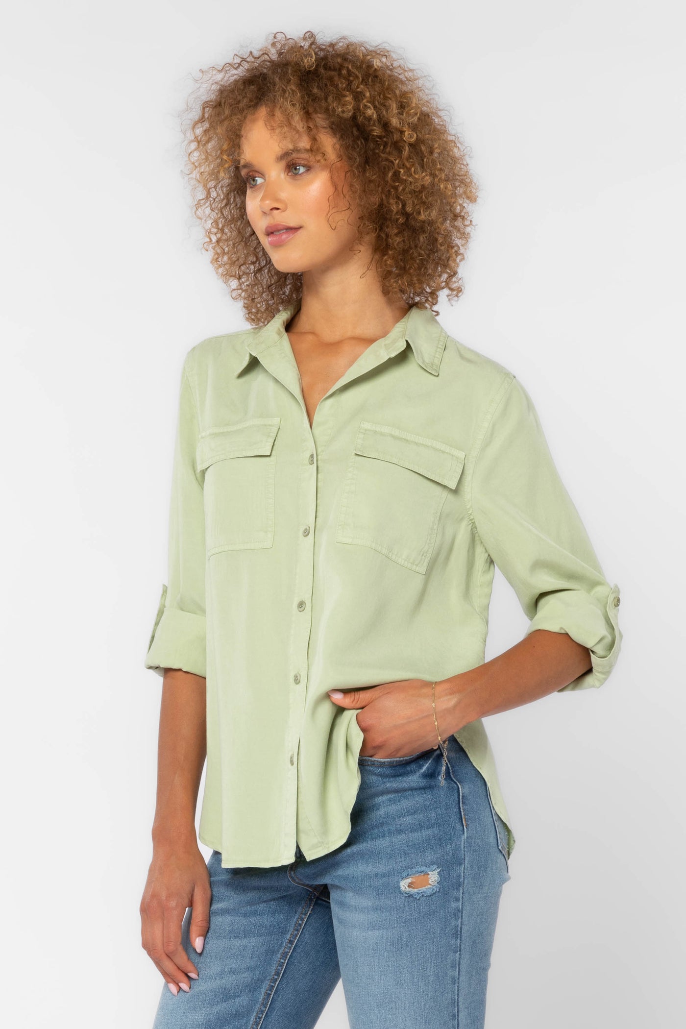 Talma Green Shirt - Tops - Velvet Heart Clothing
